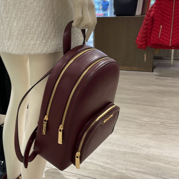 Michael Kors Jaycee Medium Pebbled Leather Backpack
 Oxblood/Golden NWT - Picture 9 of 16
